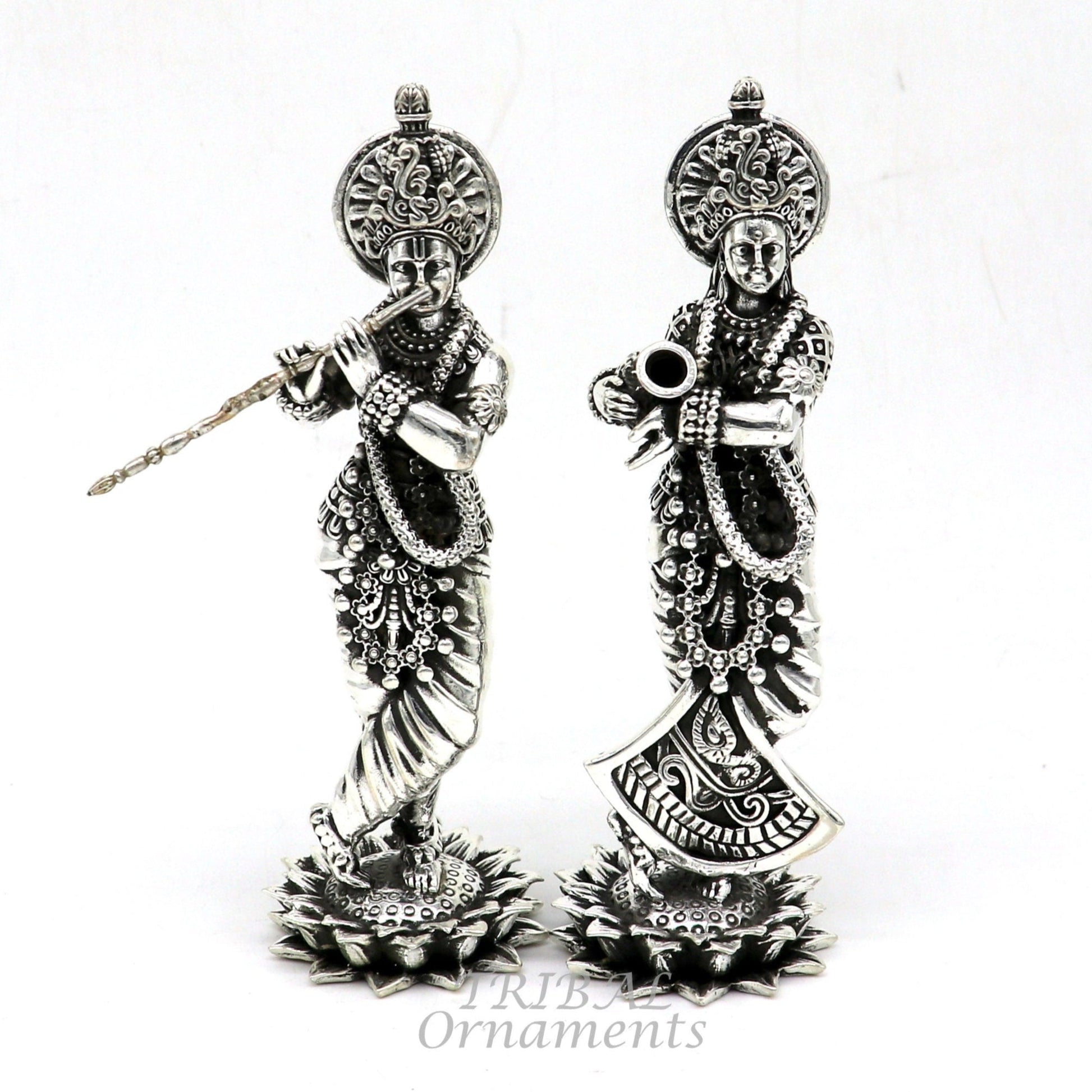 925 sterling silver handmade idol Radha krishna tiny statue, amazing design lord Krishna figurine jewelry tribal jewelry su996 - TRIBAL ORNAMENTS