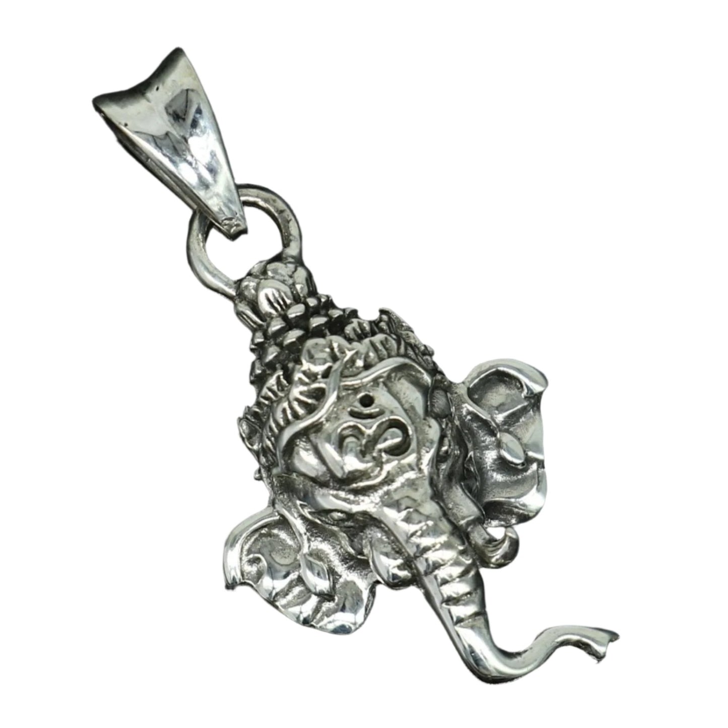 Sterling silver Ganesha pendant by TRIBAL ORNAMENTS, handmade Indian idol jewelry, unisex, stylish personalized pendant.