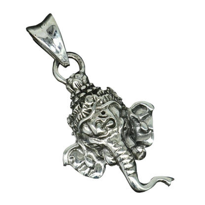 Sterling silver Ganesha pendant by TRIBAL ORNAMENTS, handmade Indian idol jewelry, unisex, stylish personalized pendant.