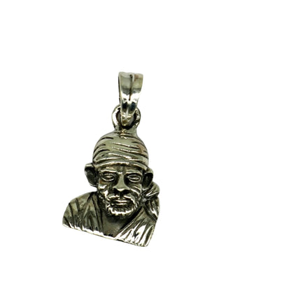 Sterling silver Sai Baba pendant by Tribal Ornaments, handmade unisex jewelry featuring a detailed idol design.
