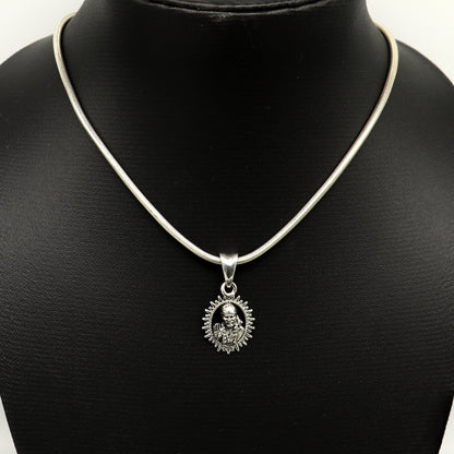 925 sterling silver Sai Baba pendant by TRIBAL ORNAMENTS, handmade Indian idol jewelry, stylish unisex personalized pendant.