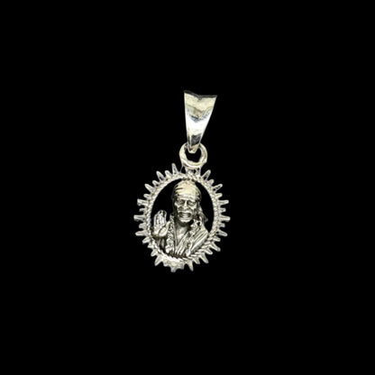 Handmade 925 sterling silver Sai Baba pendant featuring intricate tribal design, unisex jewelry, personalized tribal ornament.