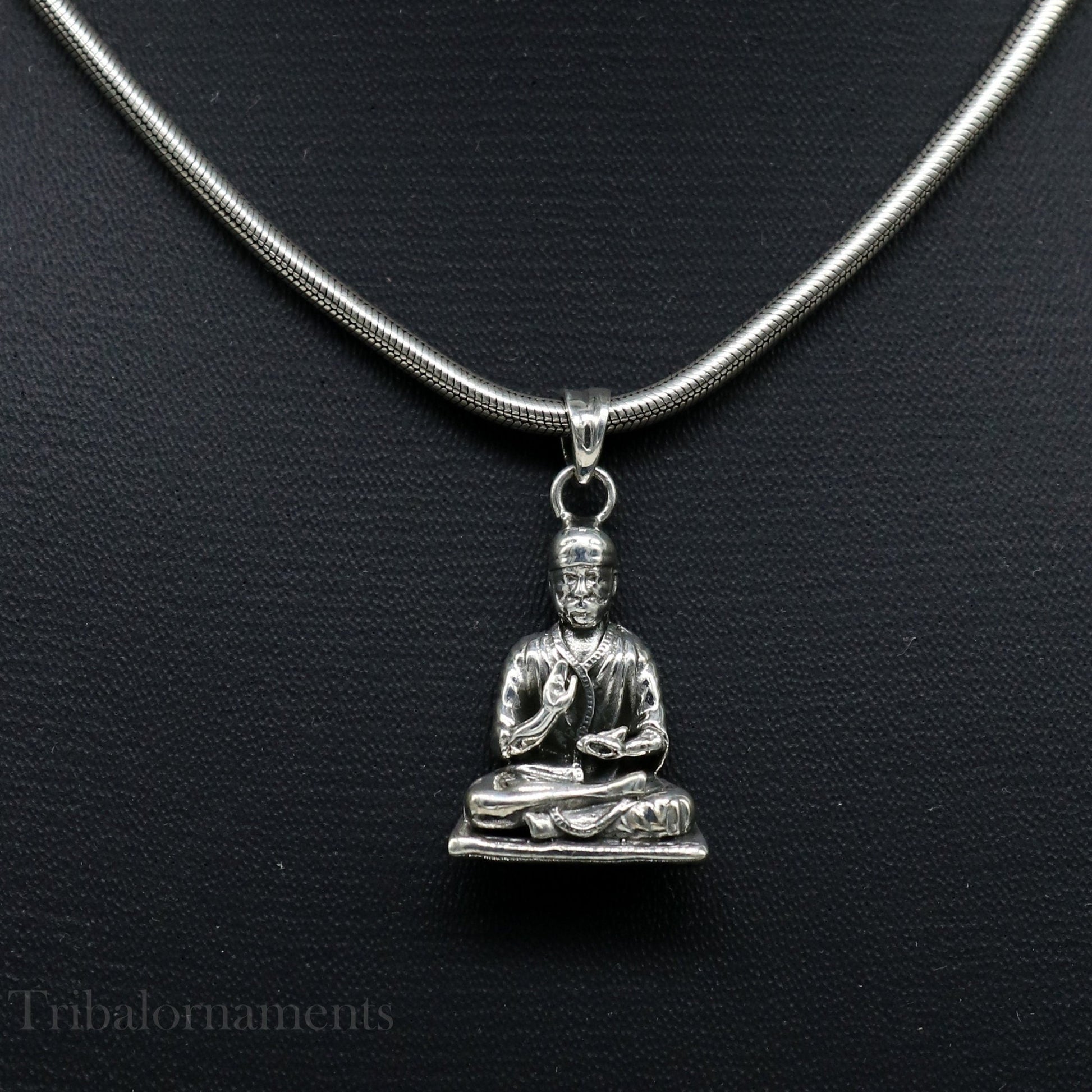 925 sterling silver handmade Indian idol Sai Baba pendant, amazing stylish unisex pendant locket personalized jewelry tribal jewelry ssp935 - TRIBAL ORNAMENTS
