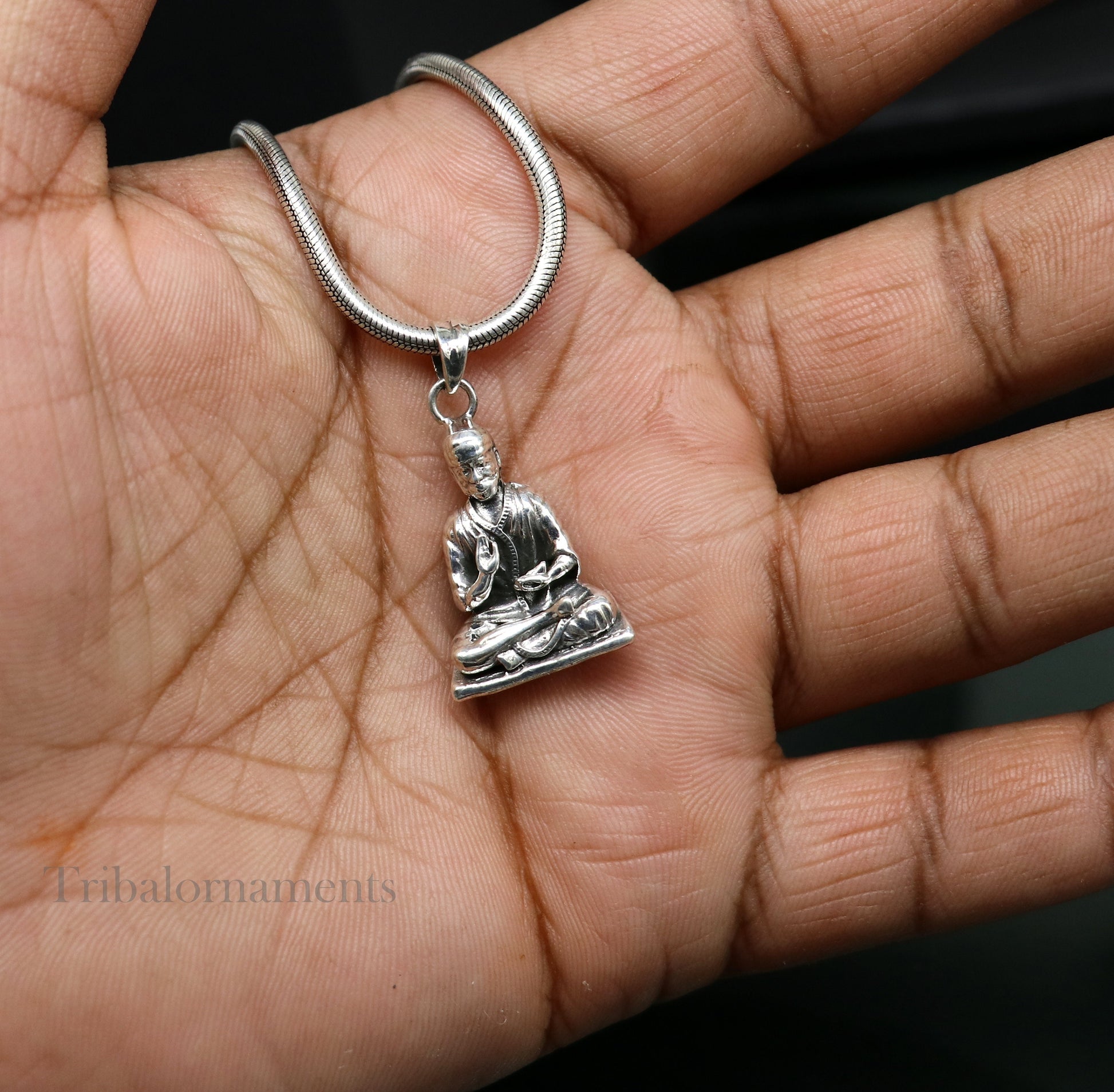 925 sterling silver handmade Indian idol Sai Baba pendant, amazing stylish unisex pendant locket personalized jewelry tribal jewelry ssp935 - TRIBAL ORNAMENTS