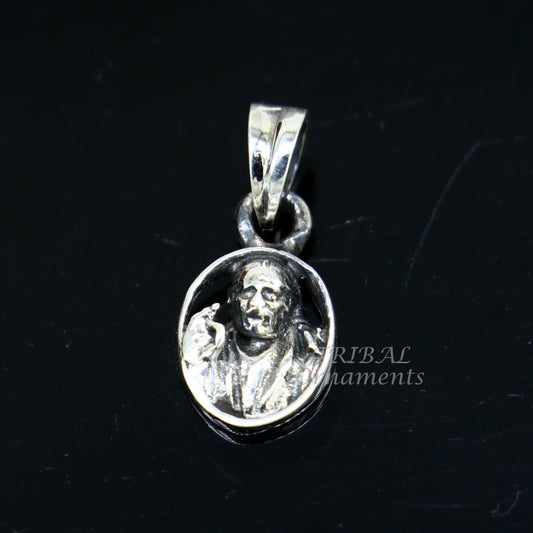 925 sterling silver handmade Indian idol Sai Baba pendant, amazing stylish unisex pendant personalized jewelry tribal jewelry nsp472 - TRIBAL ORNAMENTS