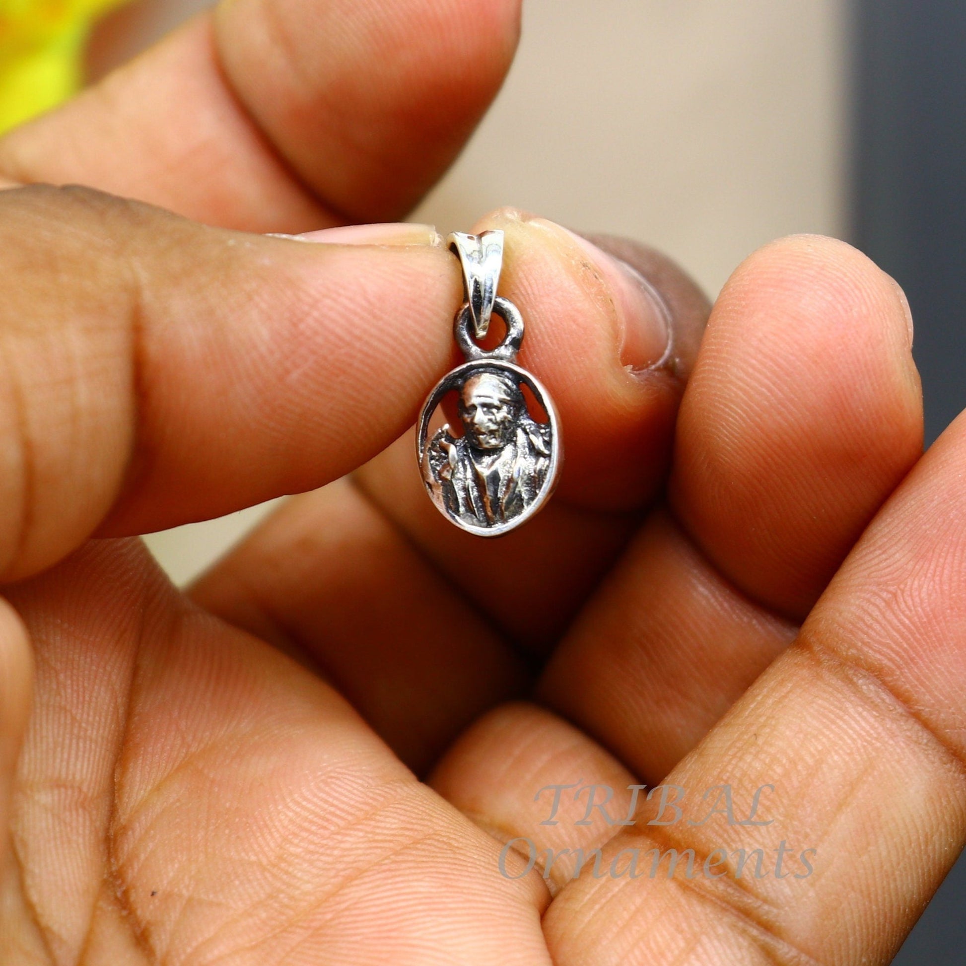 925 sterling silver handmade Indian idol Sai Baba pendant, amazing stylish unisex pendant personalized jewelry tribal jewelry nsp472 - TRIBAL ORNAMENTS