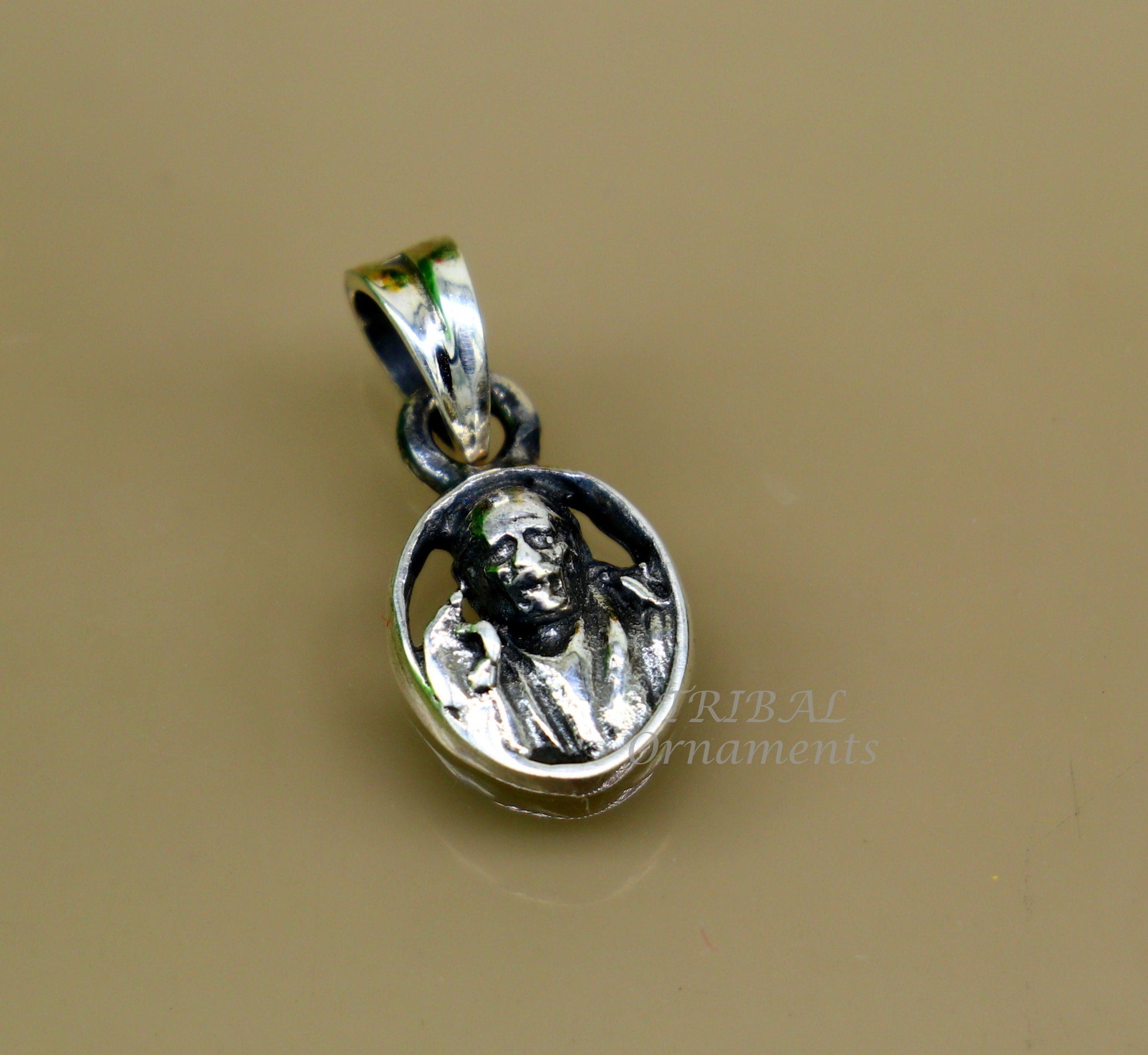 925 sterling silver handmade Indian idol Sai Baba pendant, amazing stylish unisex pendant personalized jewelry tribal jewelry nsp472 - TRIBAL ORNAMENTS