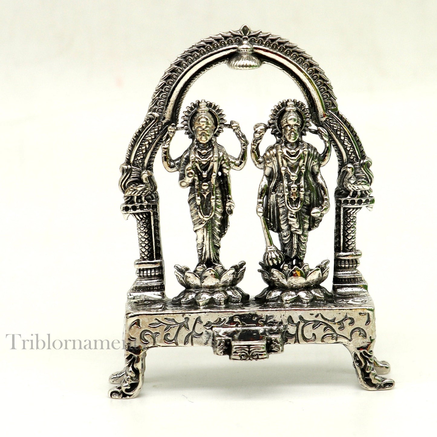 925 Sterling silver handmade Indian Idols standing Laxmi Narayan, laxmi and vishnu Statue figurine, puja articles puja articles art172 - TRIBAL ORNAMENTS