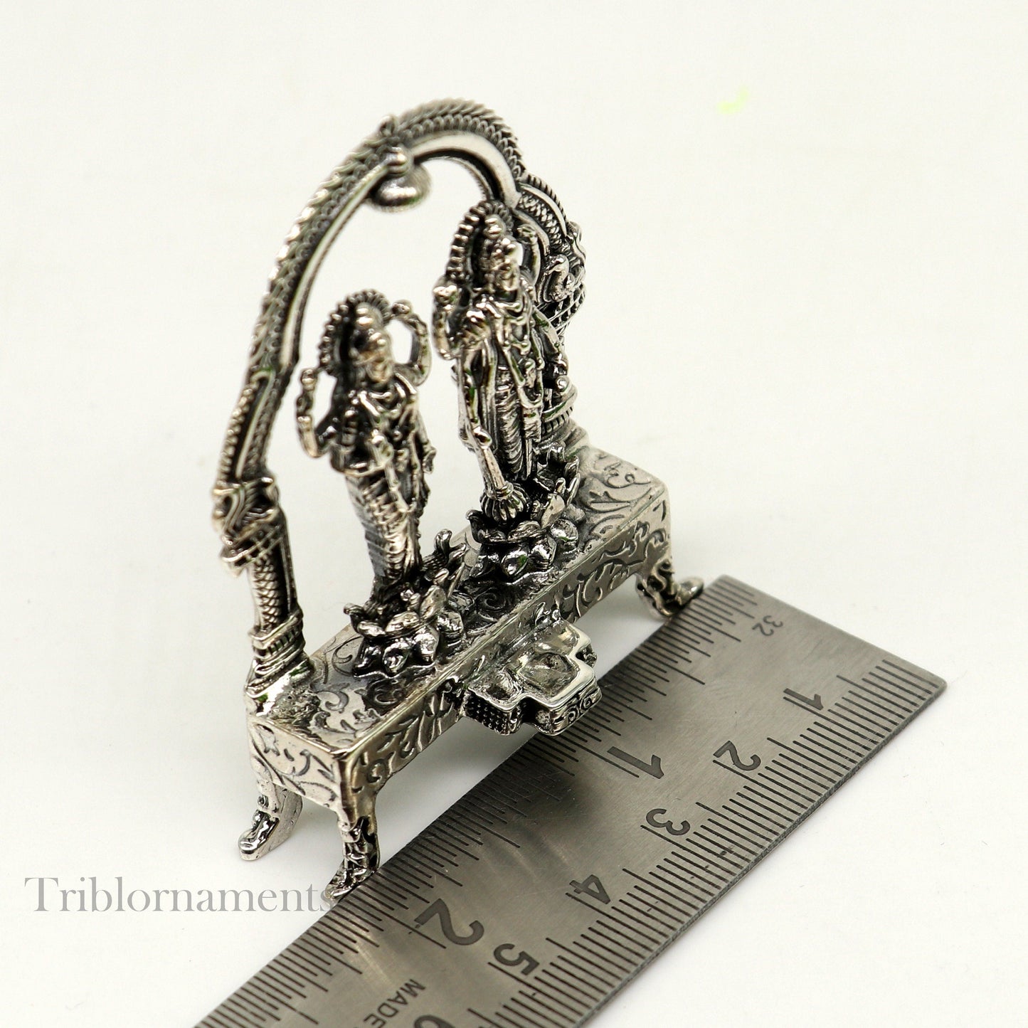 925 Sterling silver handmade Indian Idols standing Laxmi Narayan, laxmi and vishnu Statue figurine, puja articles puja articles art172 - TRIBAL ORNAMENTS