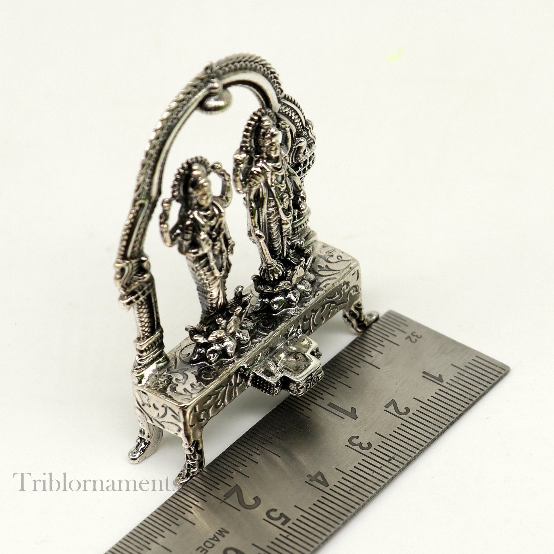 925 Sterling silver handmade Indian Idols standing Laxmi Narayan, laxmi and vishnu Statue figurine, puja articles puja articles art172 - TRIBAL ORNAMENTS