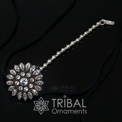 925 sterling silver handmade indian traditional ethnic cultural design Mangtika or head jewelry hair jewelry, silver ball hair jewelry MT33 - TRIBAL ORNAMENTS