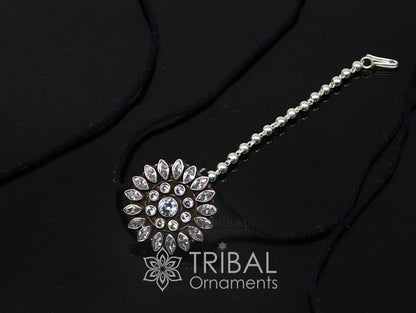 925 sterling silver handmade indian traditional ethnic cultural design Mangtika or head jewelry hair jewelry, silver ball hair jewelry MT33 - TRIBAL ORNAMENTS