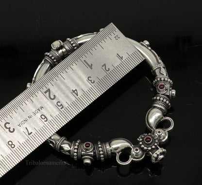 925 Sterling silver handmade indian traditional vintage antique design tribal ethnic belly dance bangle bracelet kada  nssk491 - TRIBAL ORNAMENTS