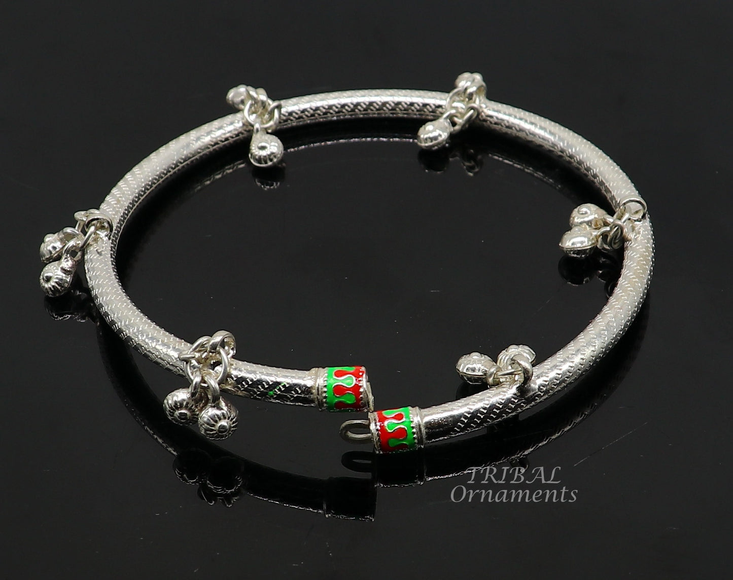 925 Sterling silver Handmade Indian traditional women's charming noisy jingling bells foot kada ankle kada bracelet tribal jewelry nsfk91 - TRIBAL ORNAMENTS
