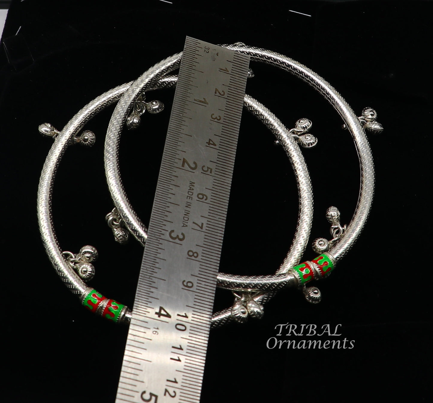 925 Sterling silver Handmade Indian traditional women's charming noisy jingling bells foot kada ankle kada bracelet tribal jewelry nsfk91 - TRIBAL ORNAMENTS