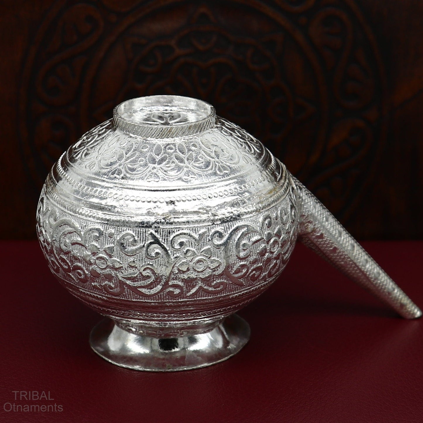 Solid sterling silver handmade GangaJal Kalash or pot, unique silver puja article, water or milk shiva Abhishek kalash pot india su588 - TRIBAL ORNAMENTS