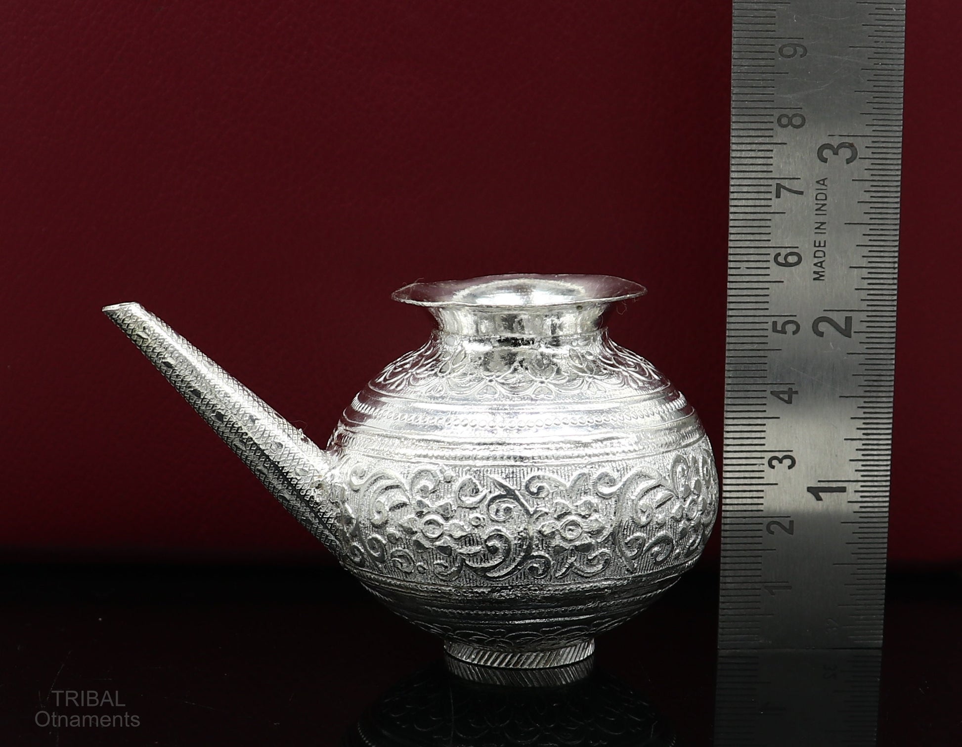 Solid sterling silver handmade GangaJal Kalash or pot, unique silver puja article, water or milk shiva Abhishek kalash pot india su588 - TRIBAL ORNAMENTS