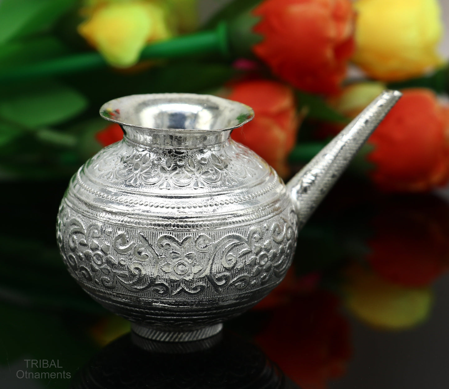 Solid sterling silver handmade GangaJal Kalash or pot, unique silver puja article, water or milk shiva Abhishek kalash pot india su588 - TRIBAL ORNAMENTS