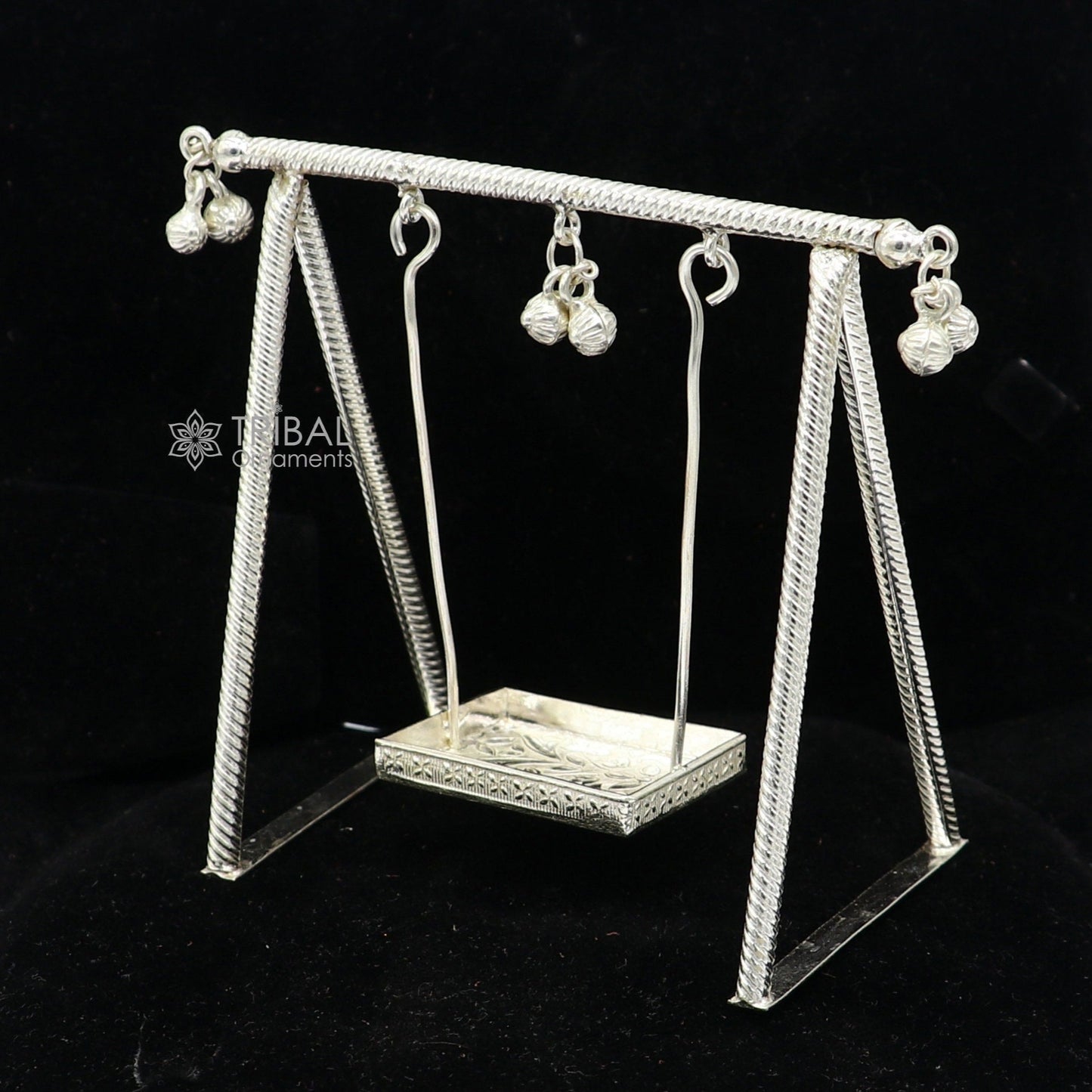 925 Sterling silver handmade Laddu Gopala child Krishna swing, child Krishna palana, silver jhula, laddu gopal jhula, silver art su1284 - TRIBAL ORNAMENTS