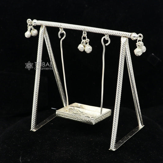 925 Sterling silver handmade Laddu Gopala child Krishna swing, child Krishna palana, silver jhula, laddu gopal jhula, silver art su1284 - TRIBAL ORNAMENTS