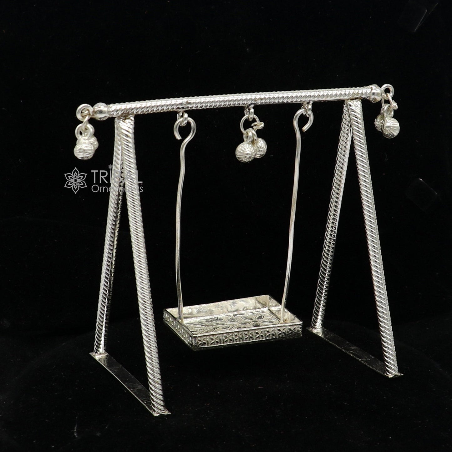 925 Sterling silver handmade Laddu Gopala child Krishna swing, child Krishna palana, silver jhula, laddu gopal jhula, silver art su1284 - TRIBAL ORNAMENTS