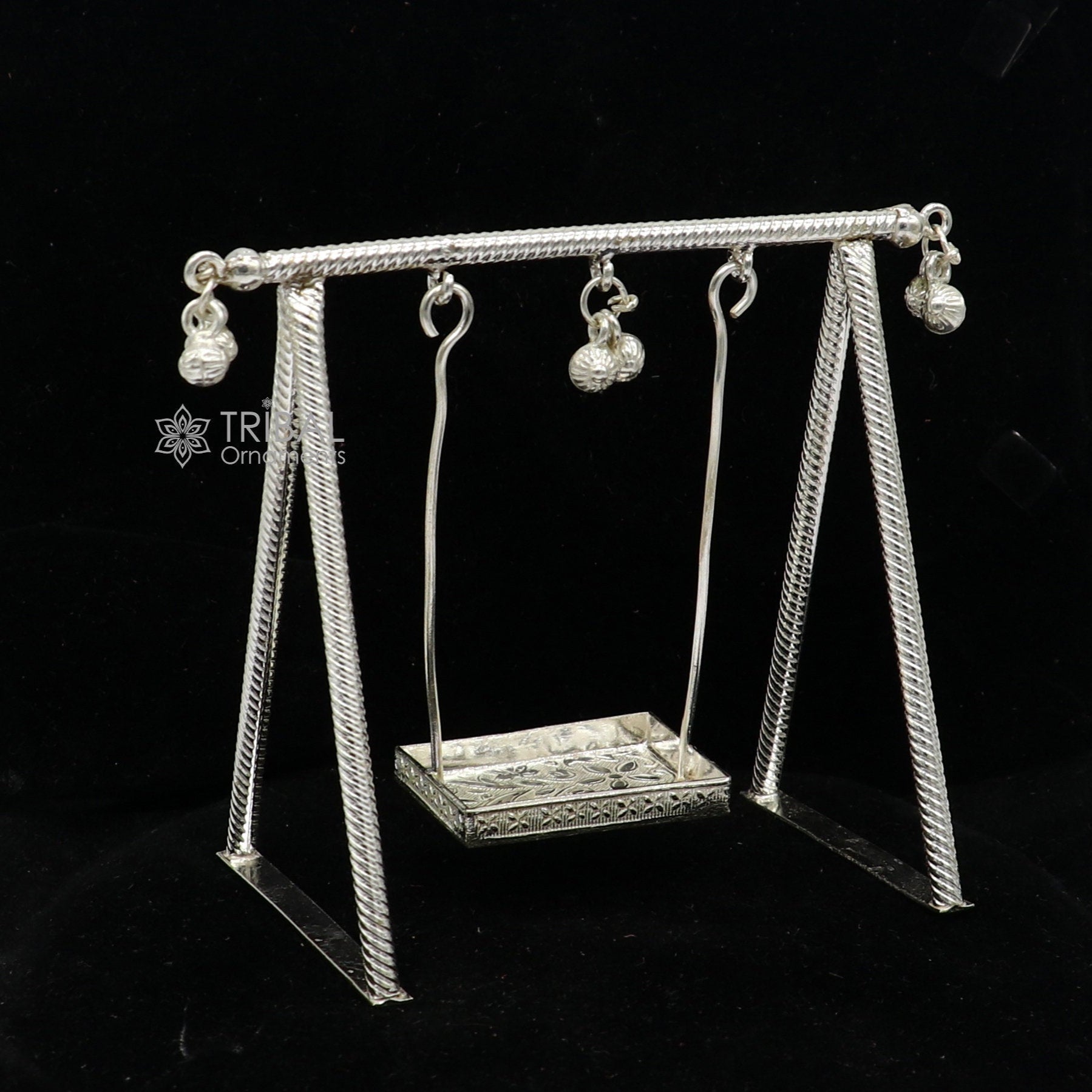 925 Sterling silver handmade Laddu Gopala child Krishna swing, child Krishna palana, silver jhula, laddu gopal jhula, silver art su1284 - TRIBAL ORNAMENTS