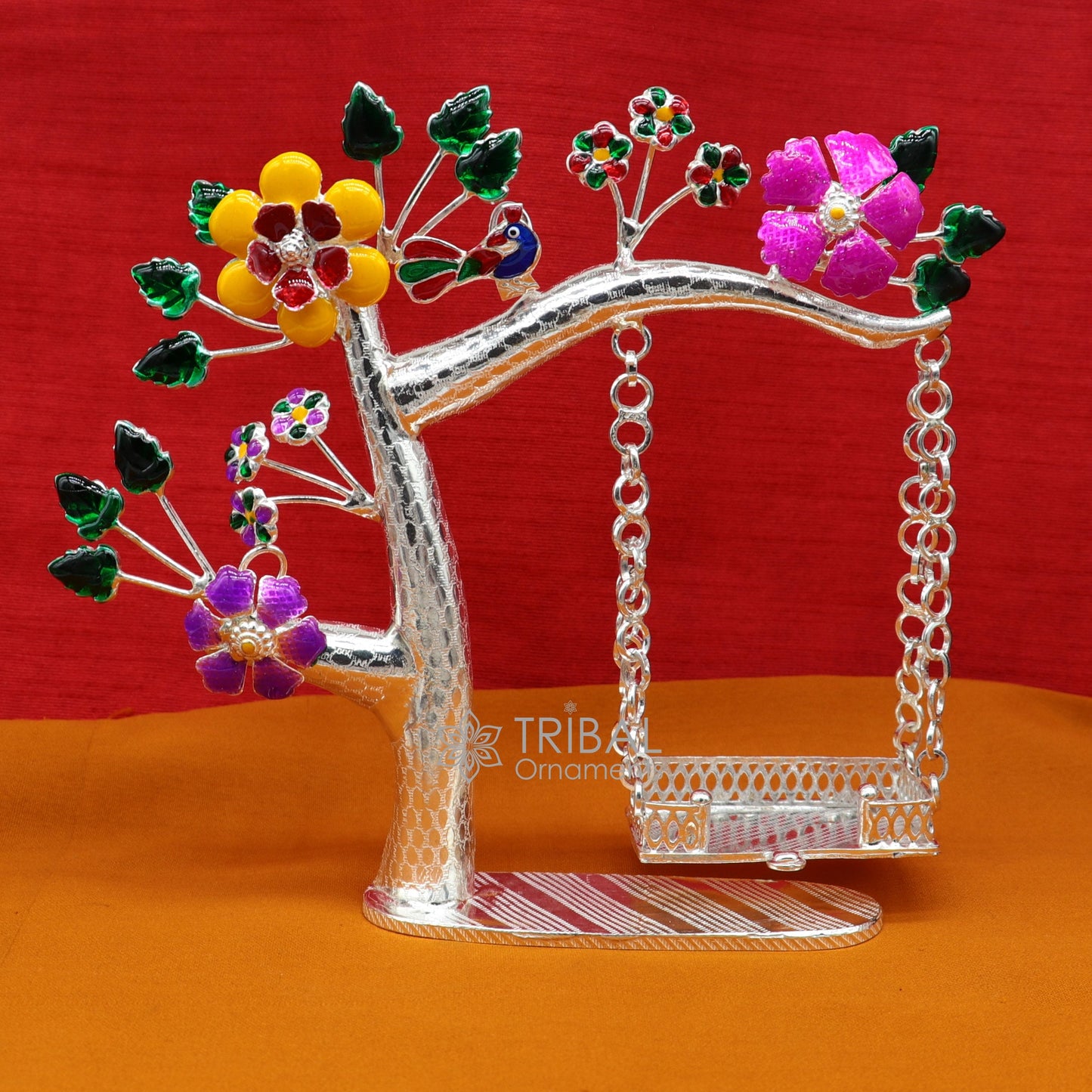 925 Sterling silver handmade laddu Gopala jhula, little Krishna swing on tree, child krishan Swing , silver jhula, laddu gopal jhula, su1051 - TRIBAL ORNAMENTS