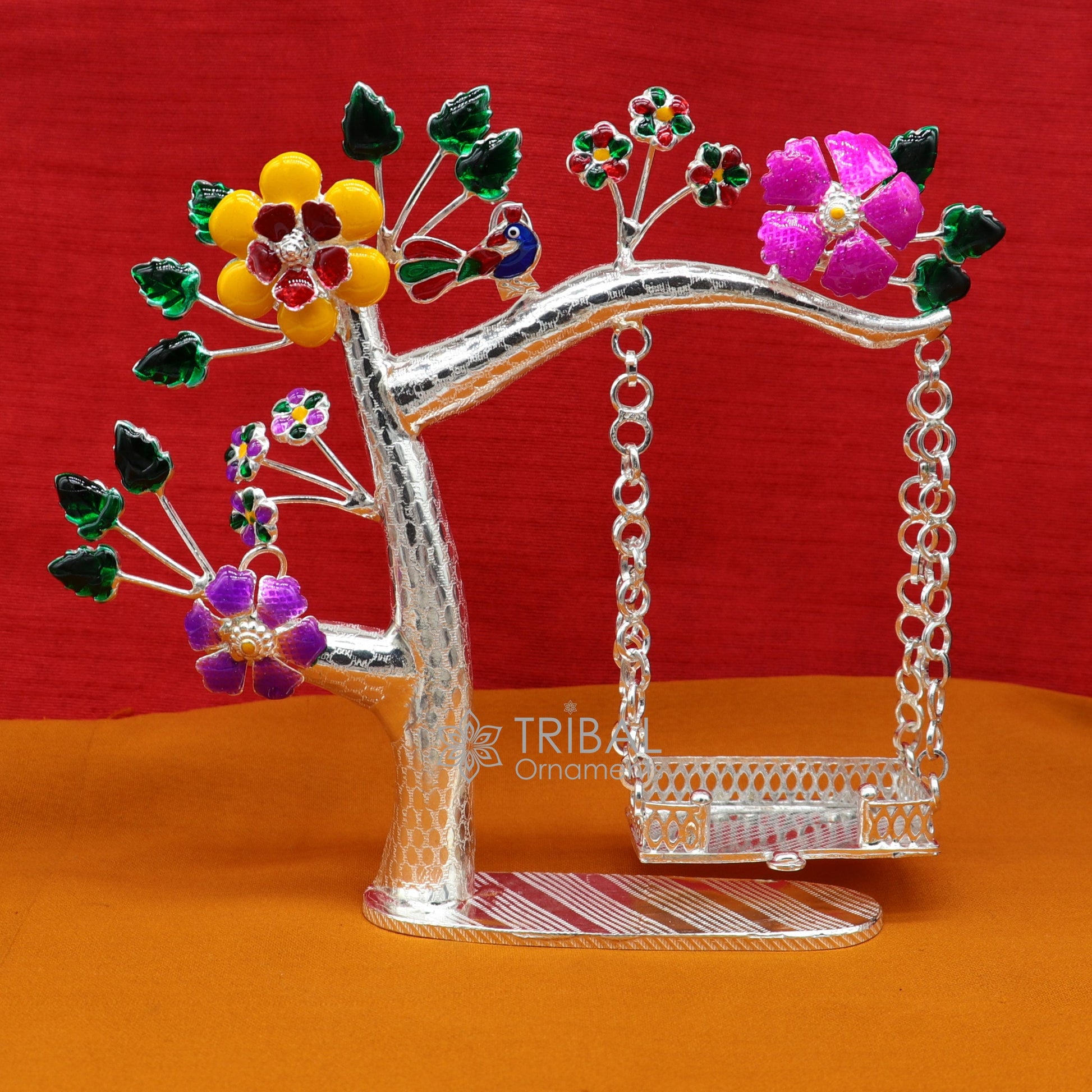 925 Sterling silver handmade laddu Gopala jhula, little Krishna swing on tree, child krishan Swing , silver jhula, laddu gopal jhula, su1051 - TRIBAL ORNAMENTS