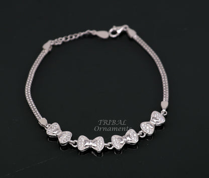 925 sterling silver handmade link chain bracelet for girls and women, dainty silver jewelry with a delicate chain design.