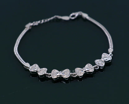 Sterling silver handmade link chain bracelet for girls and women, dainty jewelry, ideal for brides or gift-giving