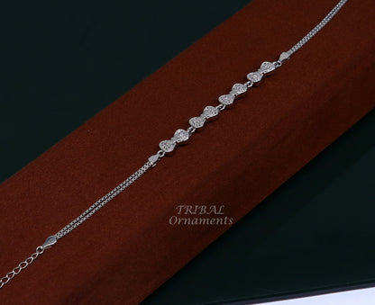 Sterling silver handmade link chain bracelet for girls and women, dainty jewelry, ideal as a gift or bridal accessory by TRIBAL ORNAMENTS.
