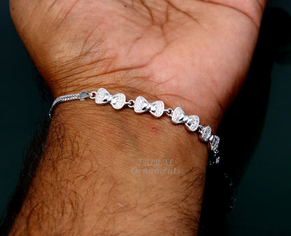 Sterling silver handmade link chain bracelet for girls and women, dainty jewelry, perfect as a gift or bride accessory.