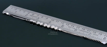 925 sterling silver handmade link chain bracelet for girls, dainty silver jewelry suitable for women and brides, tribal ornaments.