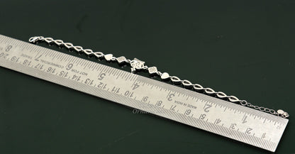 925 sterling silver handmade link chain Bracelet for girl's, Dainty Silver Bracelet, Chain Bracelet, Minimal Jewelry, Gift For Women sbr381 - TRIBAL ORNAMENTS