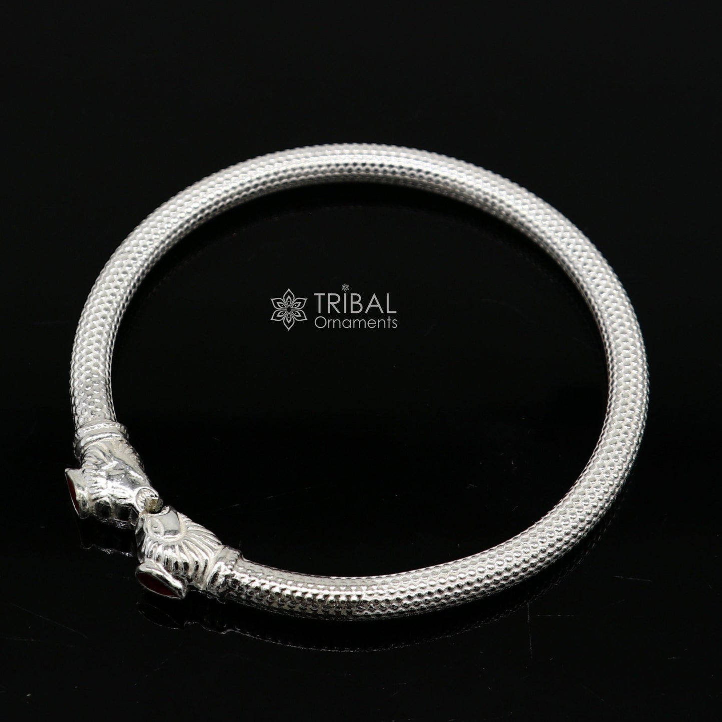 925 sterling silver handmade lion face design kada bracelet by TRIBAL ORNAMENTS, lightweight, cultural trendy jewelry for men and girls