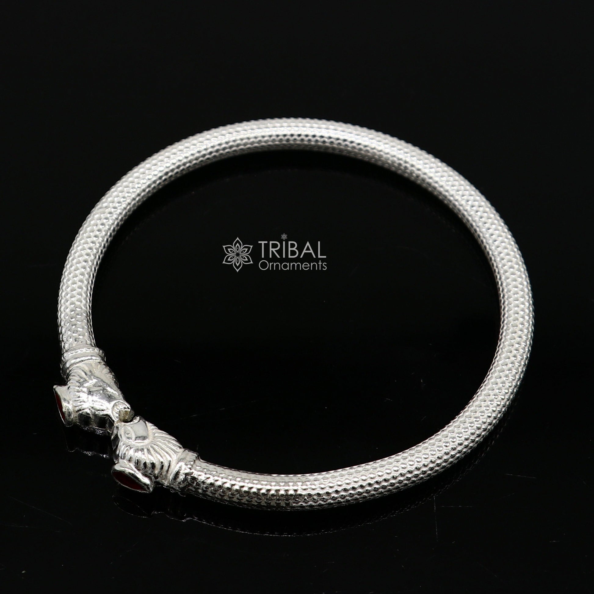 925 sterling silver handmade lion face design kada bracelet by TRIBAL ORNAMENTS, lightweight, cultural trendy jewelry for men and girls