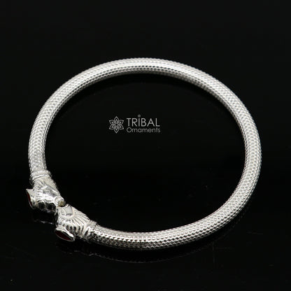 925 sterling silver handmade lion face design kada bracelet by TRIBAL ORNAMENTS, lightweight, cultural trendy jewelry for men and girls