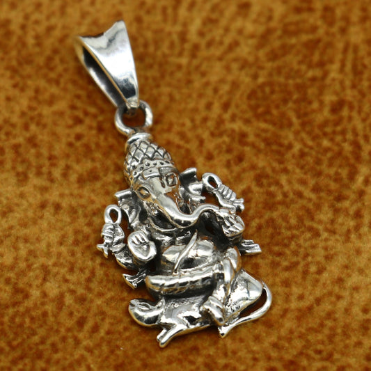 925 sterling silver handmade Lord Ganesha, amazing Exclusive cross design stunning pendant unisex gifting jewelry ssp554 - TRIBAL ORNAMENTS