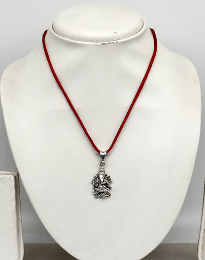 925 sterling silver Lord Ganesha pendant with intricate cross design, unisex jewelry, handmade by Tribal Ornaments.
