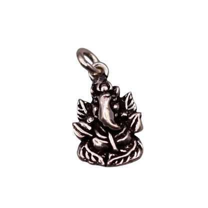 925 Sterling silver Lord Ganesha pendant, unisex handmade jewelry, small tribal ornament locket with intricate design.