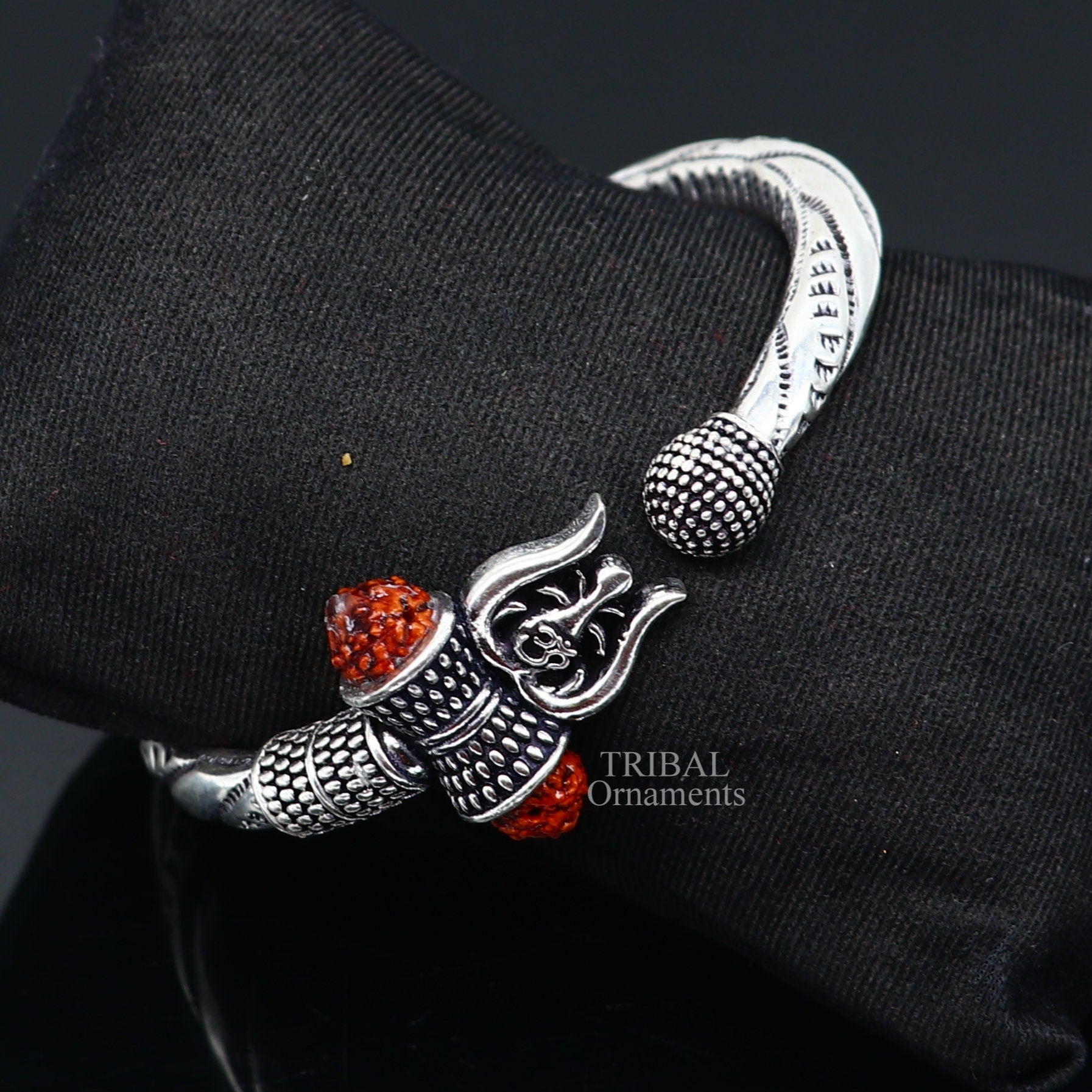 925 sterling silver handmade lord shiva Babubali kada bangle bracelet, best Shiva trident Trishul kada, men's gifting jewelry RNSK474 - TRIBAL ORNAMENTS