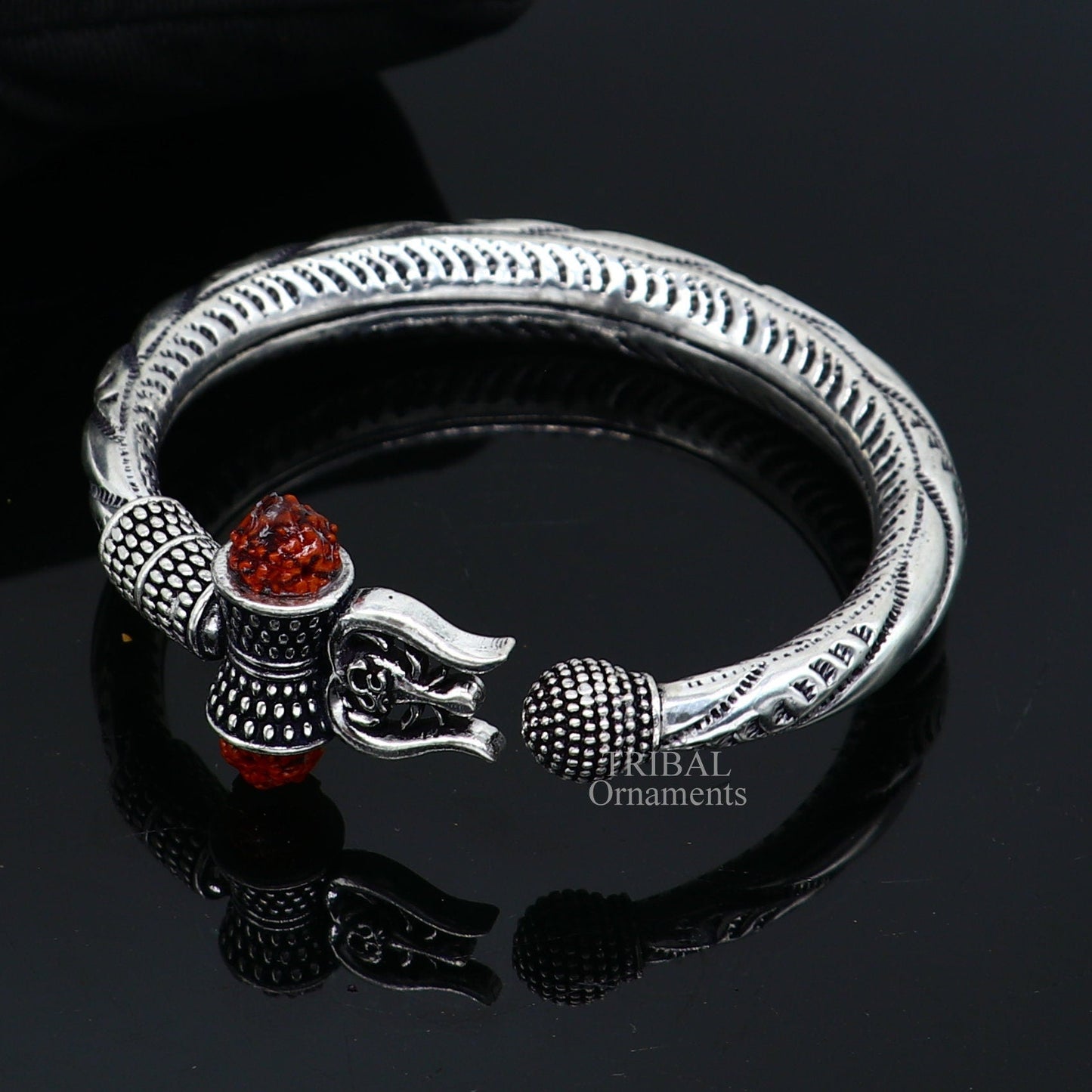 925 sterling silver handmade lord shiva Babubali kada bangle bracelet, best Shiva trident Trishul kada, men's gifting jewelry RNSK474 - TRIBAL ORNAMENTS