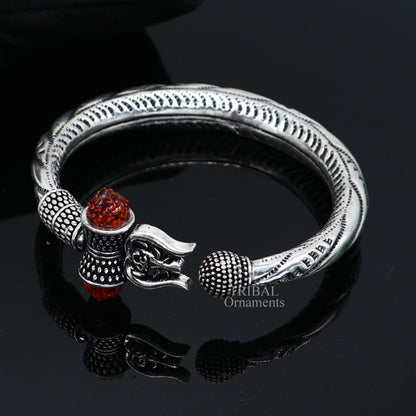 925 sterling silver handmade lord shiva Babubali kada bangle bracelet, best Shiva trident Trishul kada, men's gifting jewelry RNSK474 - TRIBAL ORNAMENTS
