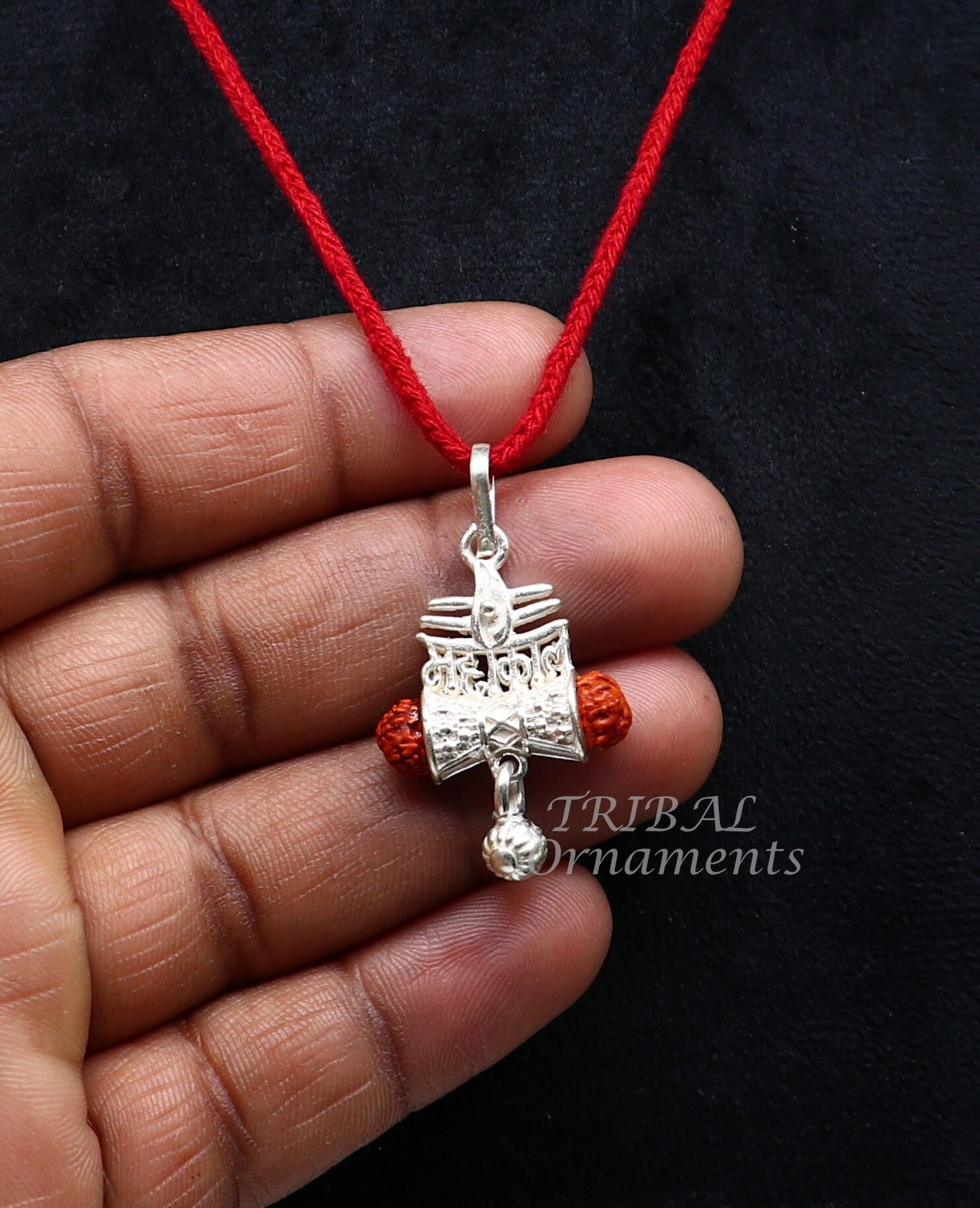 925 sterling silver handmade Lord Shiva Damaru style Mahakal pendant gorgeous hanging drops ,excellent "Mahakal" pendant nsp548 - TRIBAL ORNAMENTS