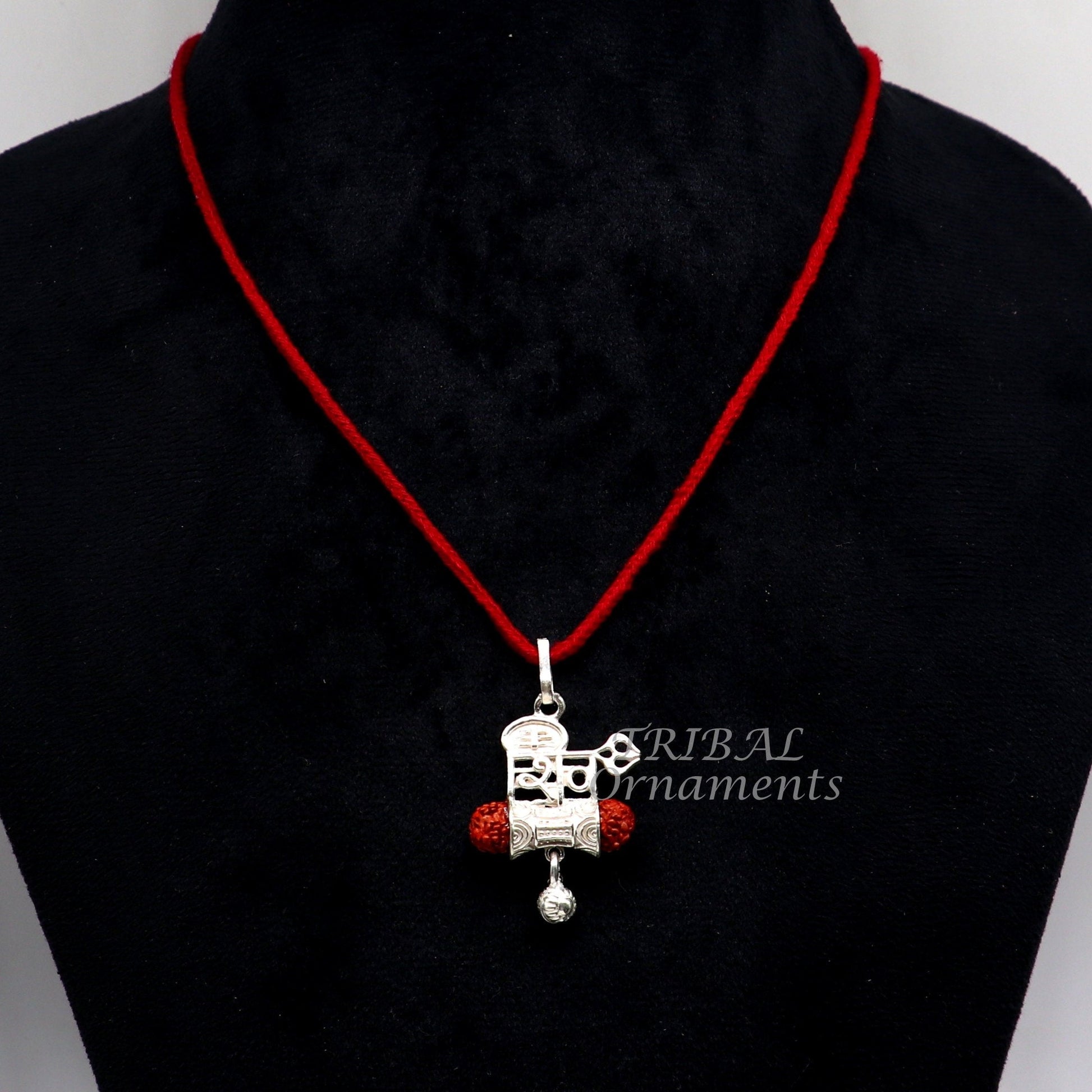 925 sterling silver handmade Lord Shiva Damaru style rudraksha pendant gorgeous hanging drops ,excellent "Shiva" pendant nsp547 - TRIBAL ORNAMENTS