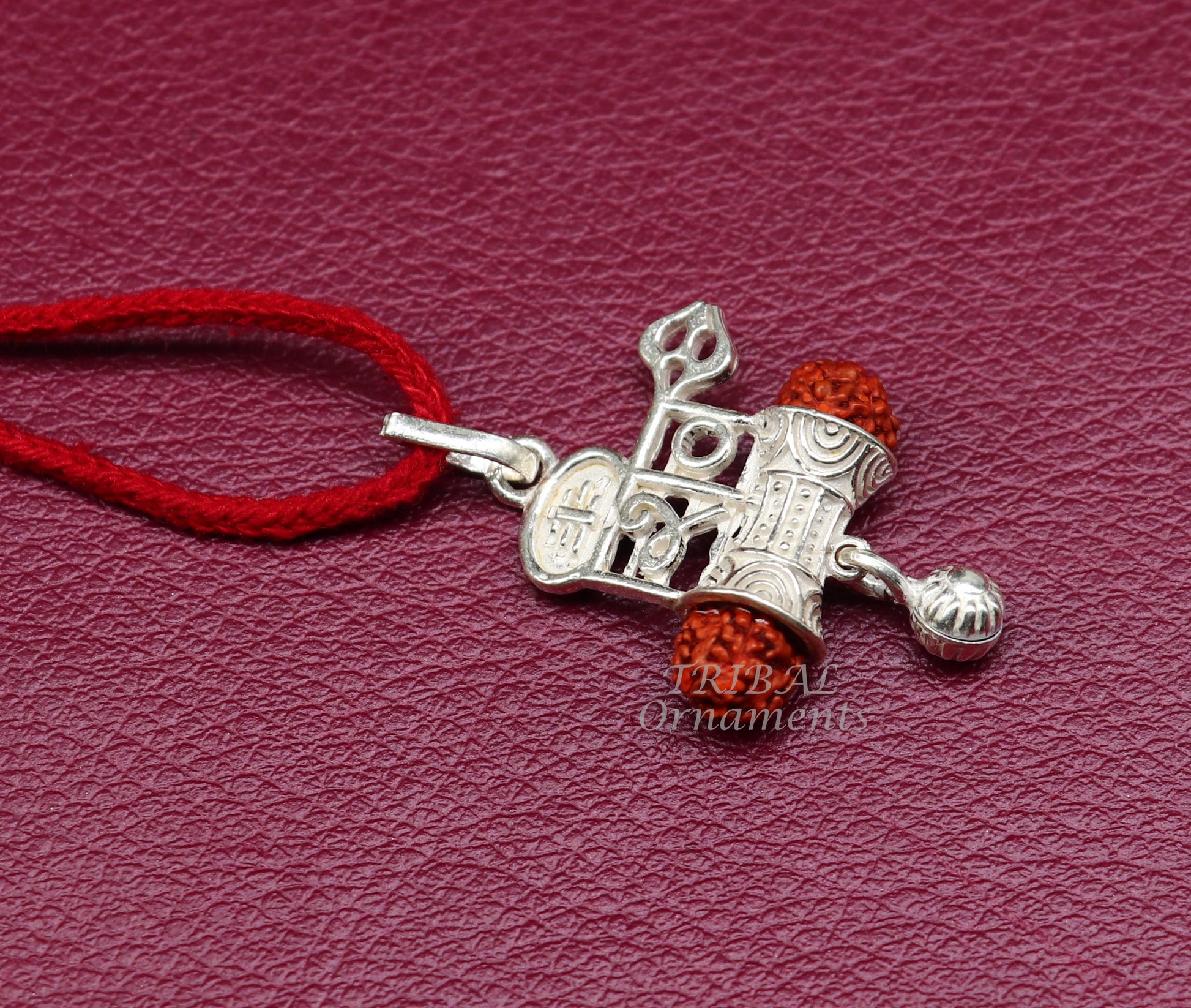 925 sterling silver handmade Lord Shiva Damaru style rudraksha pendant gorgeous hanging drops ,excellent "Shiva" pendant nsp547 - TRIBAL ORNAMENTS