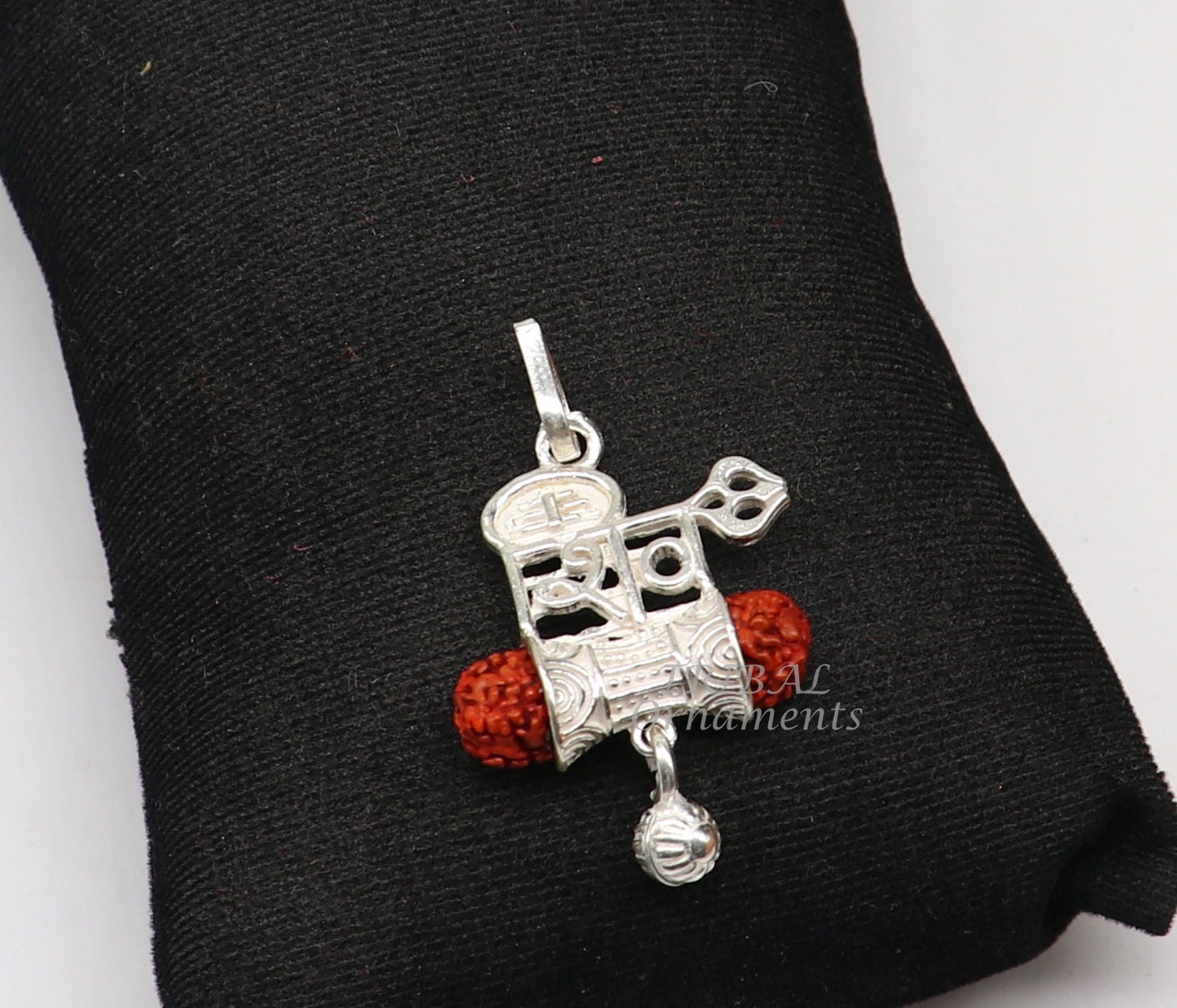 925 sterling silver handmade Lord Shiva Damaru style rudraksha pendant gorgeous hanging drops ,excellent "Shiva" pendant nsp547 - TRIBAL ORNAMENTS