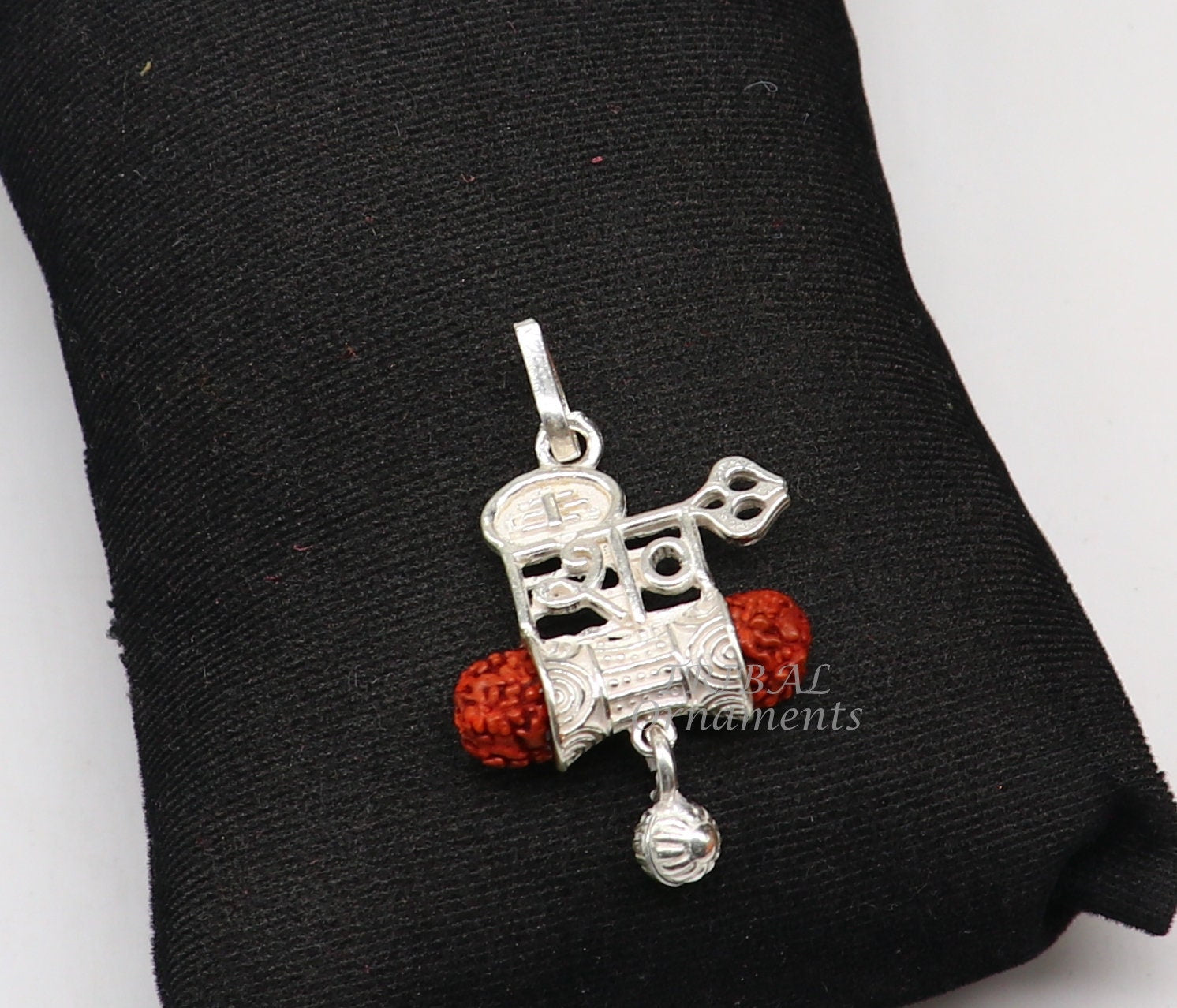 925 sterling silver handmade Lord Shiva Damaru style rudraksha pendant gorgeous hanging drops ,excellent "Shiva" pendant nsp547 - TRIBAL ORNAMENTS