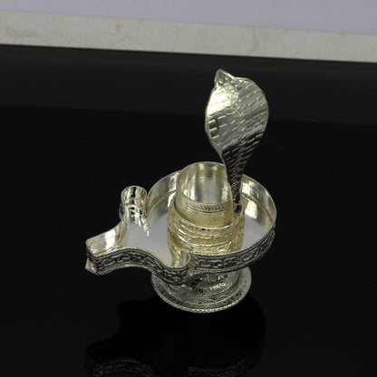 925 sterling silver handmade Lord shiva-Linga Stand, silver utensils, silver puja temple art, mini shiva lingam stand with serpent su10 - TRIBAL ORNAMENTS