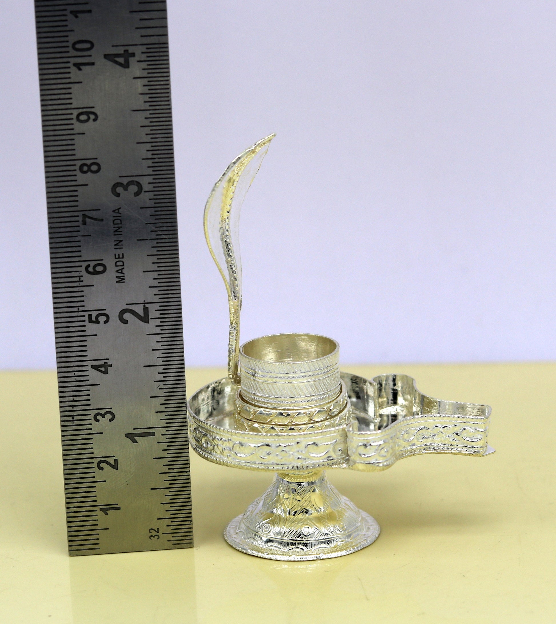 925 sterling silver handmade Lord shiva-Linga Stand, silver utensils, silver puja temple art, mini shiva lingam stand with serpent su10 - TRIBAL ORNAMENTS